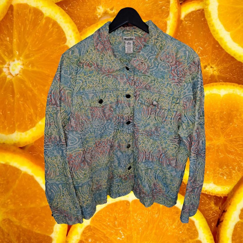 Units Woman Colorful Button Up Blazer with Top Pockets Size‎ 1X